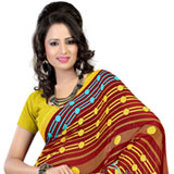 Elegantly Designed Faux Georgette Saree in Brown and Mustard Colours Elegantly Designed Faux Georgette Saree in Brown and Mustard Colours