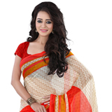 Astonishing Georgette Printed Saree in Beige and Red Colour Astonishing Georgette Printed Saree in Beige and Red Colour