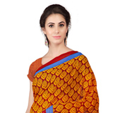 Designer Orange Weightless Georgette Floral Printed Saree Designer Orange Weightless Georgette Floral Printed Saree