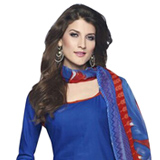 Elegantly Shaded in Blue and Red Cotton Printed Patiala Suit Elegantly Shaded in Blue and Red Cotton Printed Patiala Suit