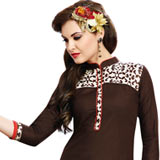 Trendsetting Printed Brown Cotton Women Suit Trendsetting Printed Brown Cotton Women Suit