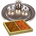 Silver Plated Thali with Dry Fruits Silver Plated Thali with Dry Fruits