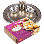 Soan Papdi & Silver Plated Thali Soan Papdi & Silver Plated Thali