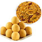 Mix Namkeen And Besan ladoo Mix Namkeen And Besan ladoo