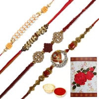 Gorgeous Gift of 4 Fashionable Rakhi Set Gorgeous Gift of 4 Fashionable Rakhi Set