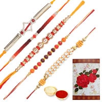 Trendsetting Set of 5 Designer Rakhi Trendsetting Set of 5 Designer Rakhi