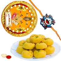 Mind-Blowing Rakhi Special Gift of Kesaria Peda, One Kids Rakhi and One Rakhi Thali Mind-Blowing Rakhi Special Gift of Kesaria Peda, One Kids Rakhi and One Rakhi Thali