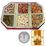 Silver Plated Coin with Dryfruit Silver Plated Coin with Dryfruit