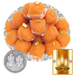 Boondi Laddoo with Silver Plated Coin Boondi Laddoo with Silver Plated Coin