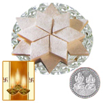 Kaju Katli with Silver Plated Coin Kaju Katli with Silver Plated Coin