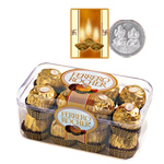 Ferrero Rocher Chocolate 12 Pcs with free Siver Plated Coin and Diwali Card. Ferrero Rocher Chocolate 12 Pcs with free Siver Plated Coin and Diwali Card.