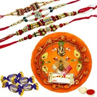 Admirable Thali with Rakhi and Chocolate Delight Admirable Thali with Rakhi and Chocolate Delight