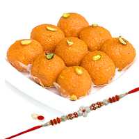 Ladoo and One Designer Rakhi with free Roli Tikka Ladoo and One Designer Rakhi with free Roli Tikka