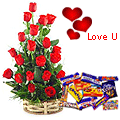 15 Exclusive <font color =#FF0000> Dutch Red </font> Roses Basket with Cadburys Assorted Chocolates
15 Exclusive <font color =#FF0000> Dutch Red </font> Roses Basket with Cadburys Assorted Chocolates