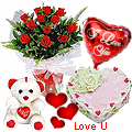 12 Exclusive <font color =#FF0000> Dutch Red </font> Roses Bunch with Cute Teddy Bear, Love Cake 1 Lb and Heart Shaped Balloons 12 Exclusive <font color =#FF0000> Dutch Red </font> Roses Bunch with Cute Teddy Bear, Love Cake 1 Lb and Heart Shaped Balloons