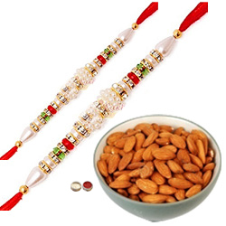 Beautiful Combo of 2 Rakhis Alongwith Almonds Beautiful Combo of 2 Rakhis Alongwith Almonds