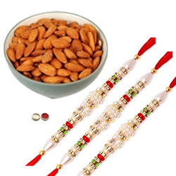 Yummy Almonds 200 gm And 3 Rakhi Set Yummy Almonds 200 gm And 3 Rakhi Set