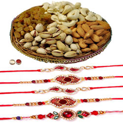 Selective 5 Rakhi With Mixed Dry Fruits Selective 5 Rakhi With Mixed Dry Fruits