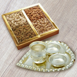 Silver Plated Paan Shaped Puja Aarti Tha...
