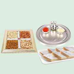 Special Silver Plated Puja Thali with As...