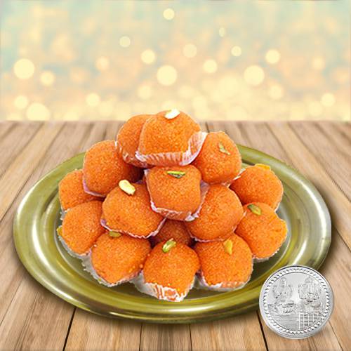 Haldirams Ladoo N Gold Plated Thali , Free Coin Haldirams Ladoo N Gold Plated Thali , Free Coin