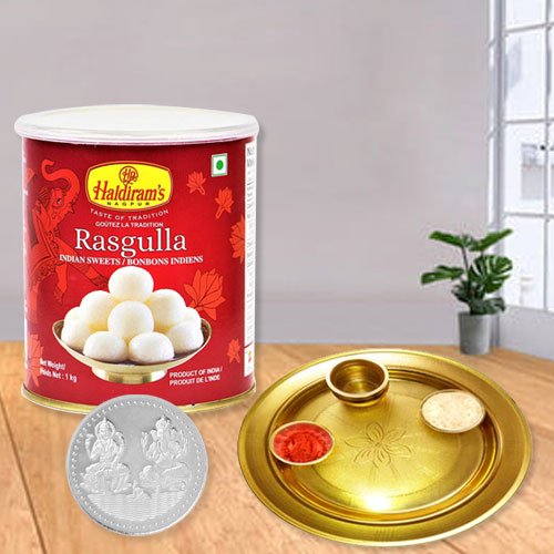 Rosgulla N Gold Plated Thali , Free Coin Rosgulla N Gold Plated Thali , Free Coin