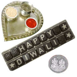 Homemade Assorted Chocolates in Thali with free silver plated coin. Homemade Assorted Chocolates in Thali with free silver plated coin.