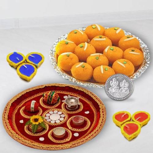 Puja Thali, Diya N Haldirams Pure Ghee Laddoo Puja Thali, Diya N Haldirams Pure Ghee Laddoo