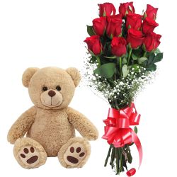 Joyous Gift Pack of Teddy and Roses...