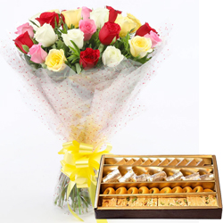 Tropical 20 Colorful Roses and Welcome T...
