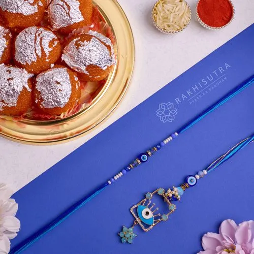 Protective Evil Eye Bhai Bhabhi Rakhi N Ghee Laddu Duo
