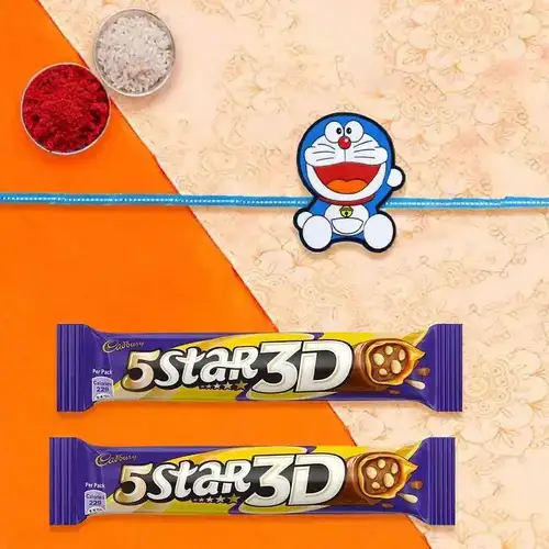 Fancy Doraemon Rakhi N 5 Star Chocolate Combo